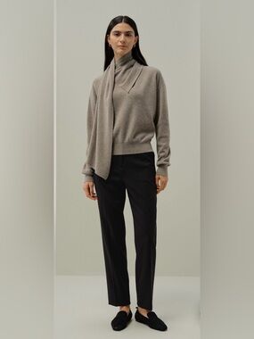 Lilysilk Bowtie Collar Wool-Cashmere Sweater Size XS
